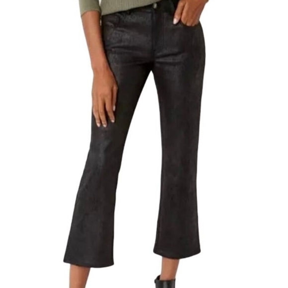 Frye & Company Faux Black Suede Ankle Bootcut Pants - Picture 2 of 8